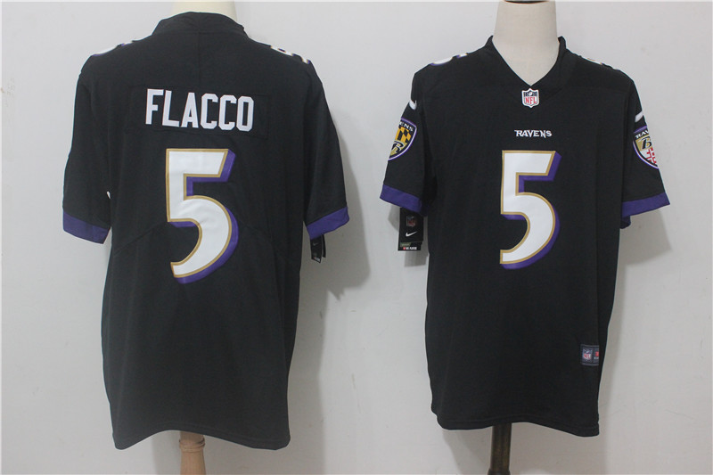 Men's Baltimore Ravens Joe Flacco #5 Black Jersey